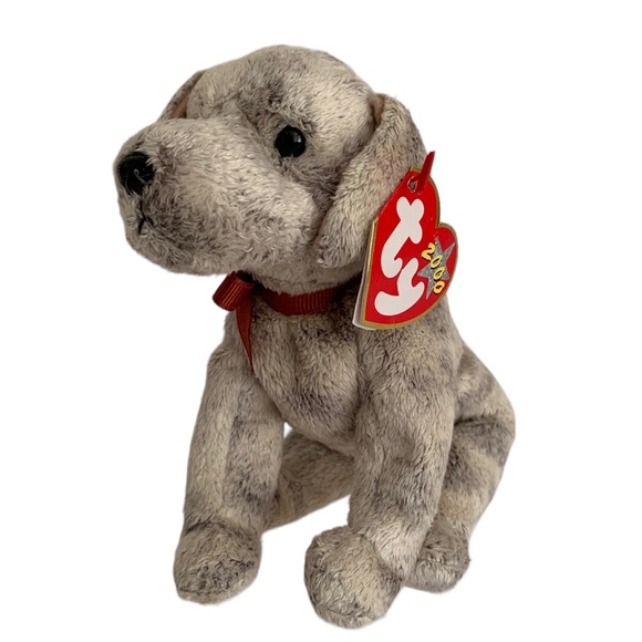 NWT Beanie Baby Ty Tricks Dog 2000 Retired VTG Cream Gray Friend Puppy - Picture 1 of 16